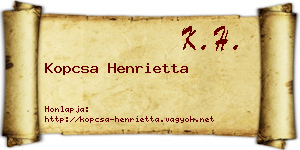 Kopcsa Henrietta névjegykártya